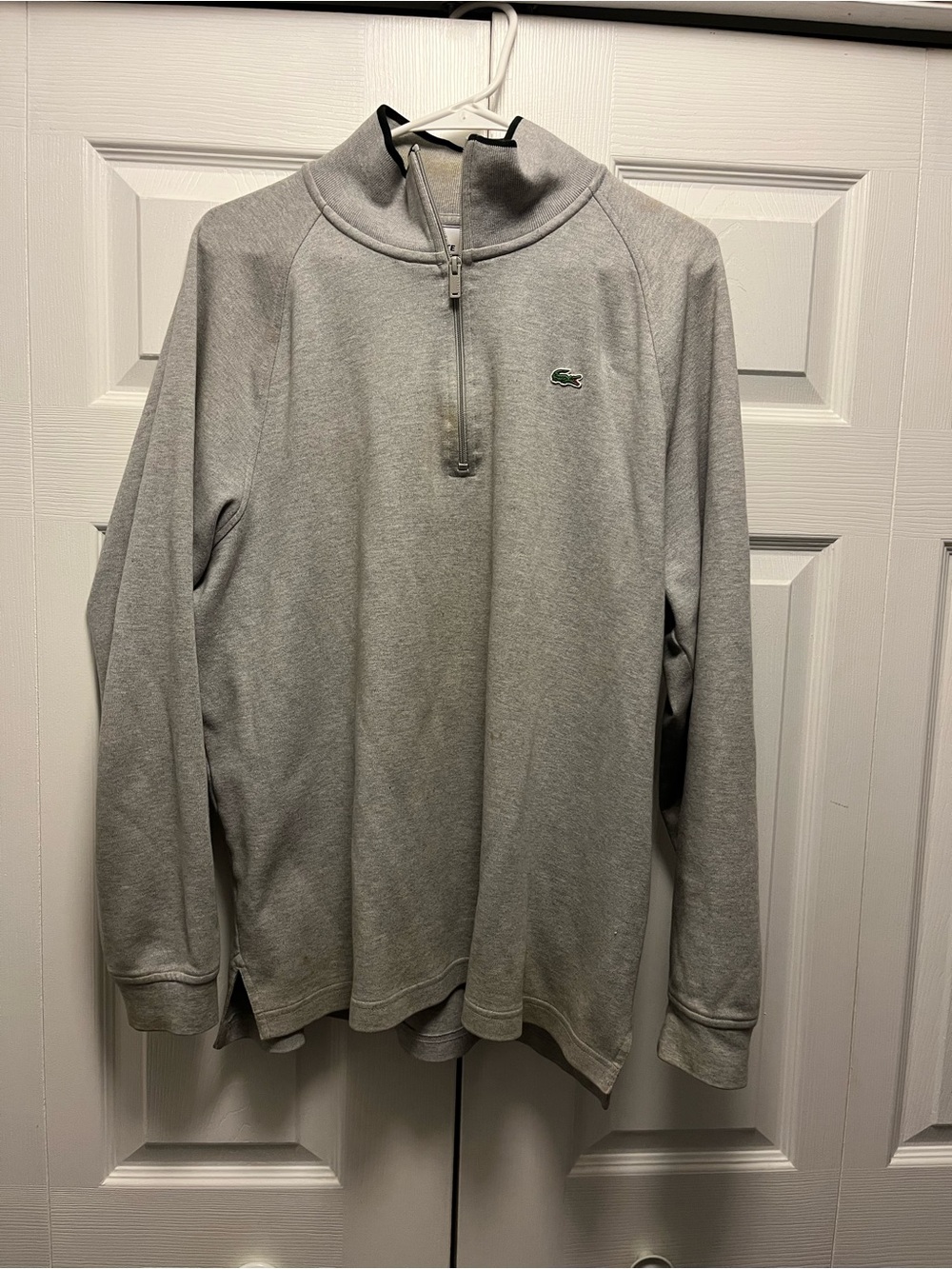 Lacoste Men's Light Gray Half-Zip Pullover Sweater